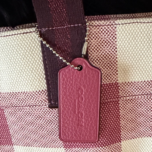 Coach Pink and Cream Checkered Tote - Picture 3 of 12
